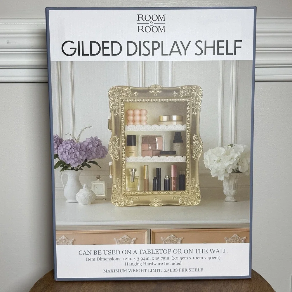 ROOM 2 ROOM Gilded Display Shelf Gold TikTok Viral Vanity Wall Decor New